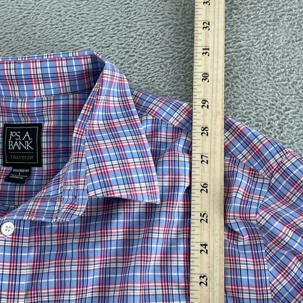 Jos. A. Bank Traveler Tailored Fit Plaid Long Sleeve Shirt L 100% Cotton 5286 - Picture 6 of 8